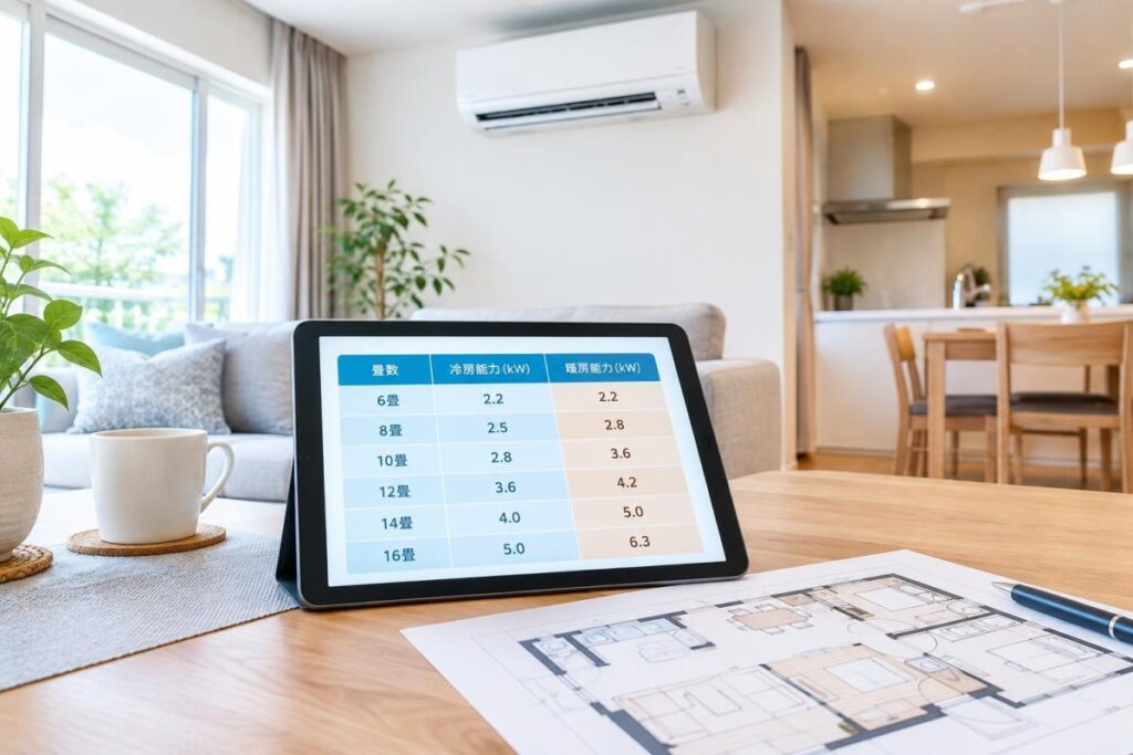 エアコンは何畳用を選ぶ？畳数・kW・部屋の広さから能力を決める方法